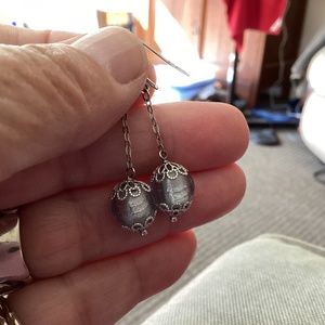 Blue Crystal Earrings, Sterling